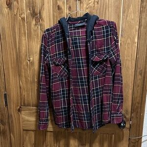 No Boundaries Red and Black Plaid Jacket